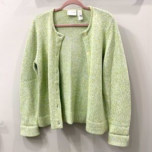 Liz Claiborne Light Green Heather Cardigan Sweater